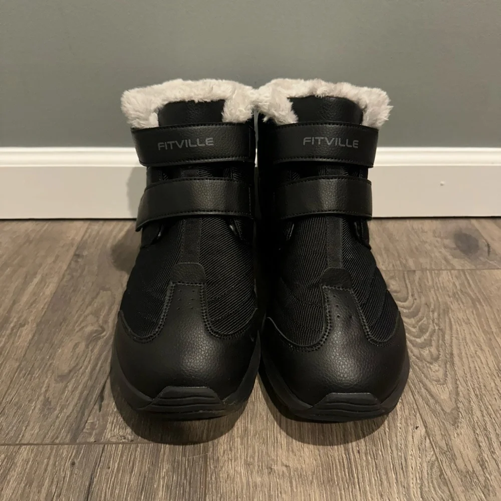 FitVille Men's Extra Wide Snow Boots Outdoor Winter Shoes Waterproof Lightweight
